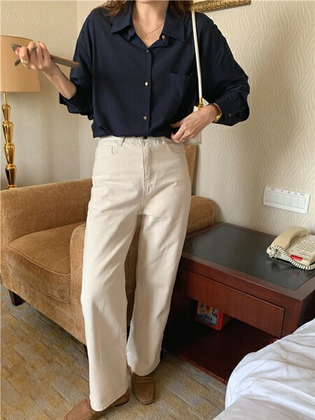 ブラウス シャツ 韓国 ファッション レディース 秋 冬 カジュアル コーデ シンプル 定番 セレカジ 20代 30代 40代 2025 ドレープ オーバーサイズ シャツ ブラウス