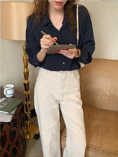 ブラウス シャツ 韓国 ファッション レディース 秋 冬 カジュアル コーデ シンプル 定番 セレカジ 20代 30代 40代 2025 ドレープ オーバーサイズ シャツ ブラウス