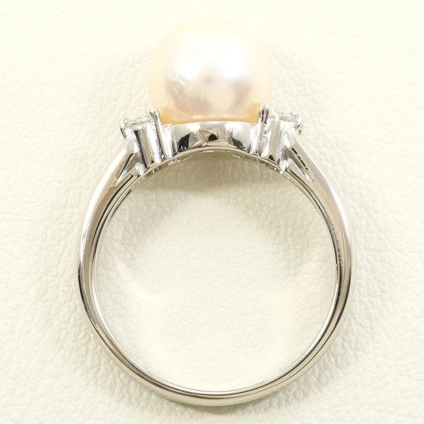 PT900 プラチナ リング 11号 パール(真珠) 約9mm ダイヤ 0.15 ジュエリー 中古 PT900 プラチナ リング 11号 パール(真珠) 約9mm ダイヤ 0.15 ジュエリー 中古