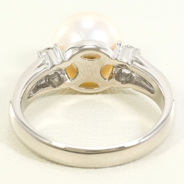 PT900 プラチナ リング 11号 パール(真珠) 約9mm ダイヤ 0.15 ジュエリー 中古 PT900 プラチナ リング 11号 パール(真珠) 約9mm ダイヤ 0.15 ジュエリー 中古