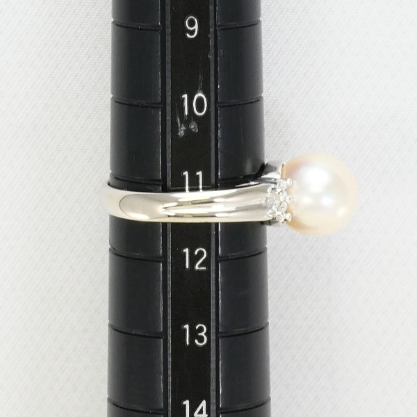 PT900 プラチナ リング 11号 パール(真珠) 約9mm ダイヤ 0.15 ジュエリー 中古 PT900 プラチナ リング 11号 パール(真珠) 約9mm ダイヤ 0.15 ジュエリー 中古