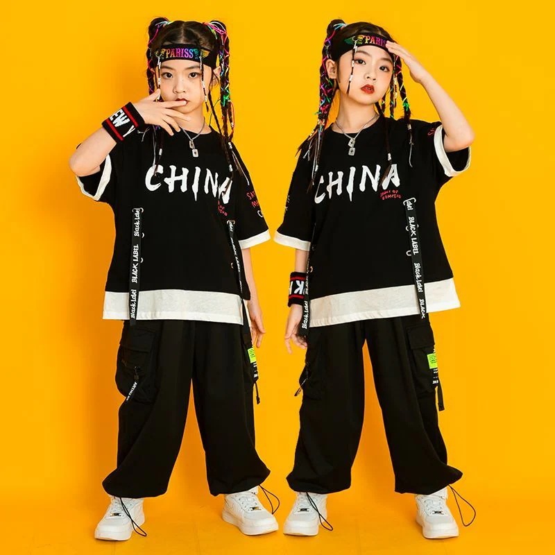 六一子供街舞潮服演出服男の子ヒップホップセット女の子hiphopジャズダンス潮服セット