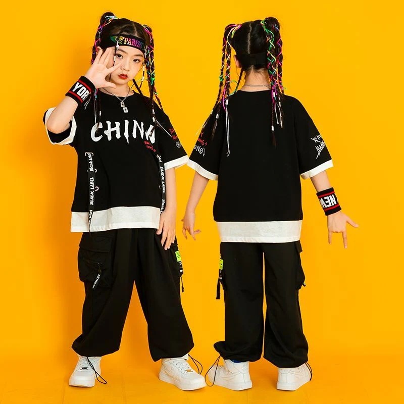 六一子供街舞潮服演出服男の子ヒップホップセット女の子hiphopジャズダンス潮服セット