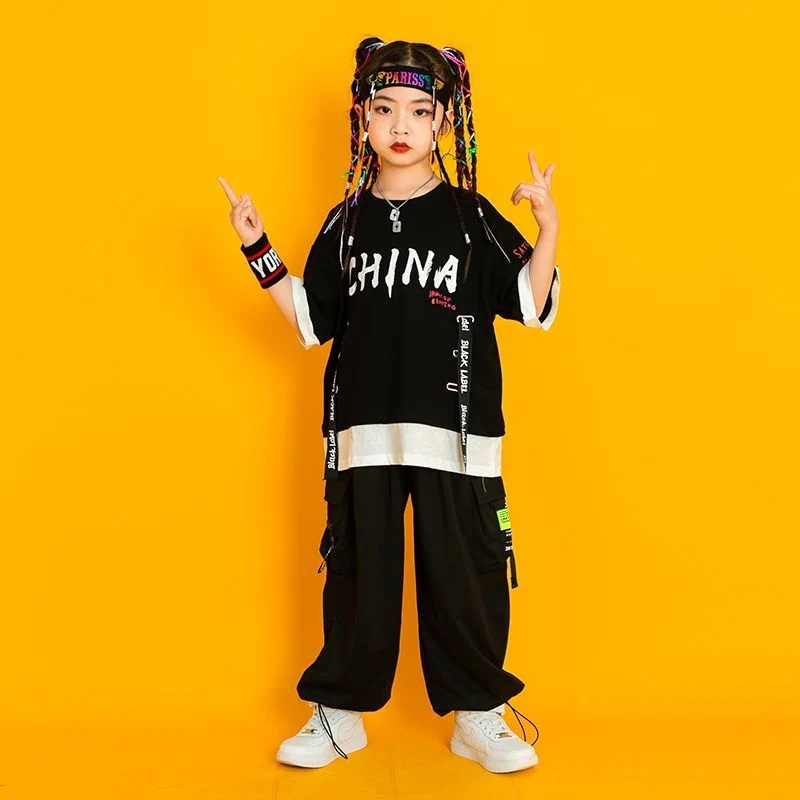 六一子供街舞潮服演出服男の子ヒップホップセット女の子hiphopジャズダンス潮服セット