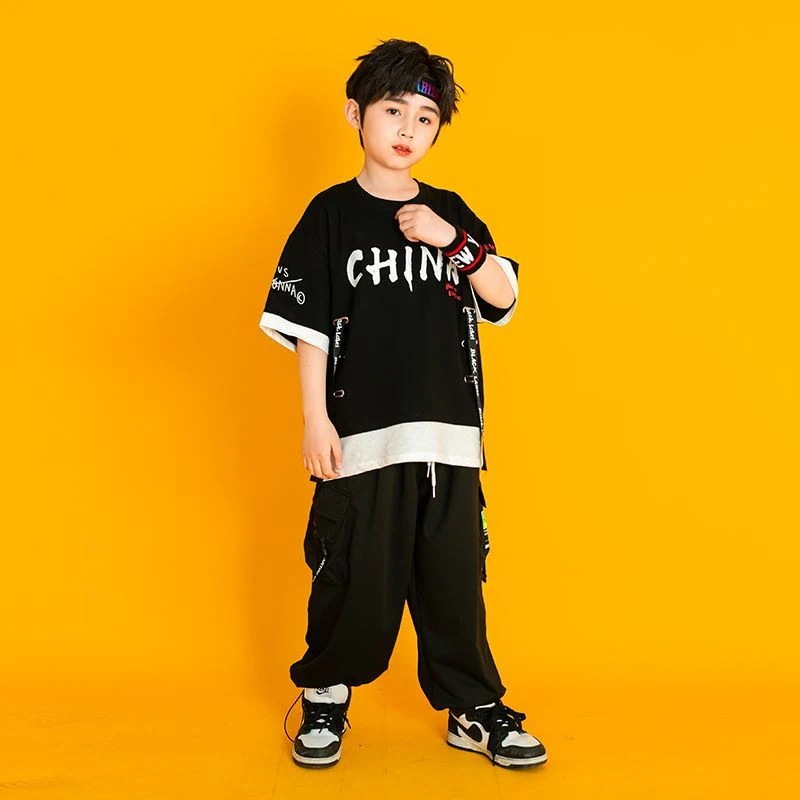 六一子供街舞潮服演出服男の子ヒップホップセット女の子hiphopジャズダンス潮服セット