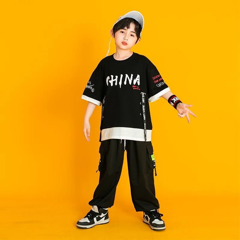六一子供街舞潮服演出服男の子ヒップホップセット女の子hiphopジャズダンス潮服セット