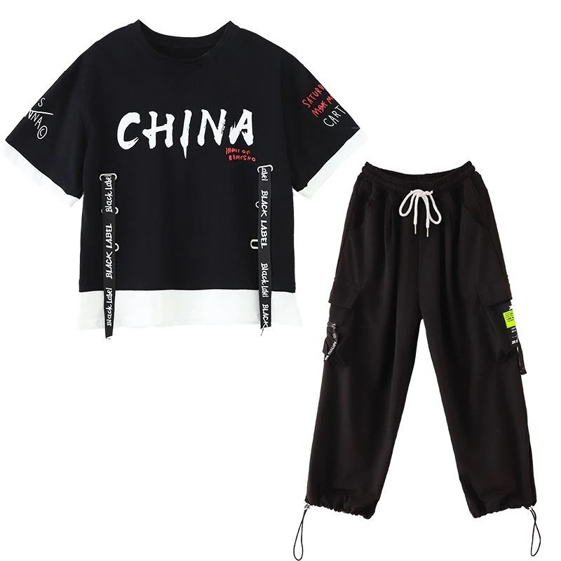 六一子供街舞潮服演出服男の子ヒップホップセット女の子hiphopジャズダンス潮服セット