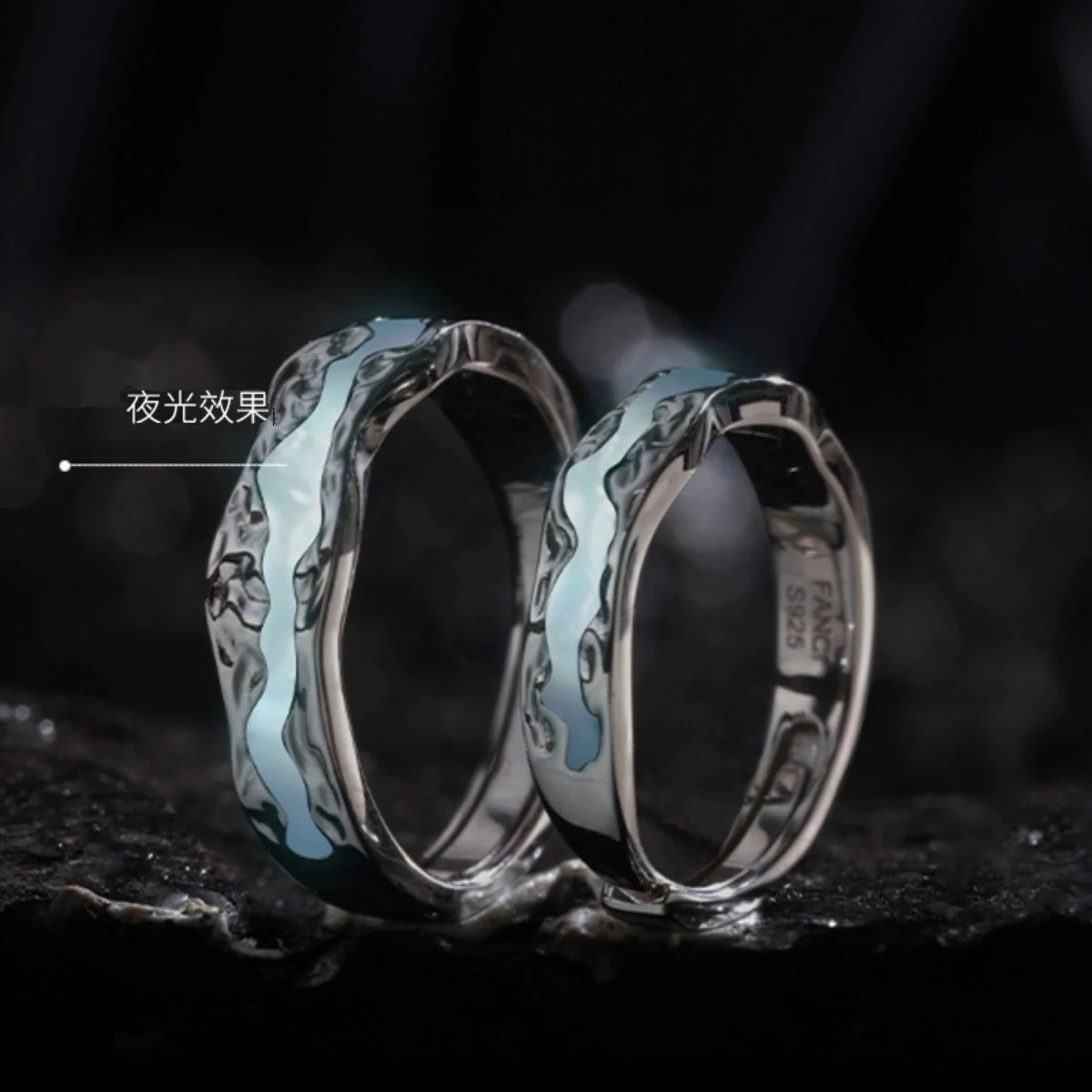 【1つ買うと12つ無料】韓国 指輪 オーロラカップルペアリング夜光戒男女ペアリング レディース 可愛らしい キラッとリング ファッション164