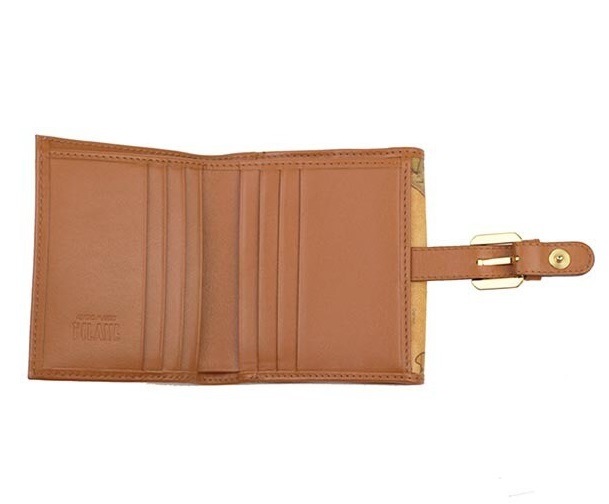 PRIMA CLASSE W007-6000 プリマクラッセ Wホック二折財布 ベージュ/キャメル/ゴールド /取寄品/裁断箇所により地図柄が異なります PRIMA CLASSE W007-6000 プリマクラッセ Wホック二折財布 ベージュ/キャメル/ゴールド /取寄品/裁断箇所により地図柄が異なります