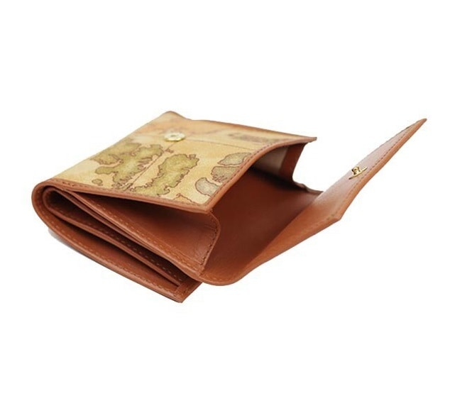 PRIMA CLASSE W007-6000 プリマクラッセ Wホック二折財布 ベージュ/キャメル/ゴールド /取寄品/裁断箇所により地図柄が異なります PRIMA CLASSE W007-6000 プリマクラッセ Wホック二折財布 ベージュ/キャメル/ゴールド /取寄品/裁断箇所により地図柄が異なります