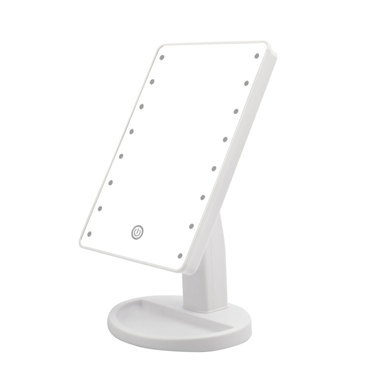 デスクトップランプ付き化粧镜デスクトップ家庭用発光タッチ寝室化粧镜スクエアデスクトップledミラ