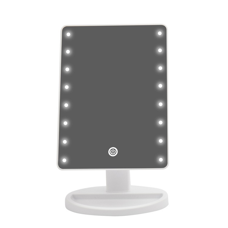 デスクトップランプ付き化粧镜デスクトップ家庭用発光タッチ寝室化粧镜スクエアデスクトップledミラ