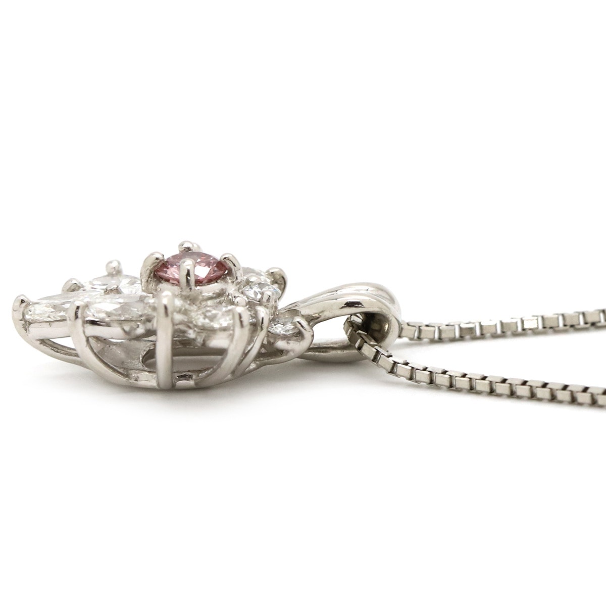 ネックレス ピンクダイヤ ペンダント Pt850 ダイヤモンド Pt900(トップ) プラチナシルバー【中古】