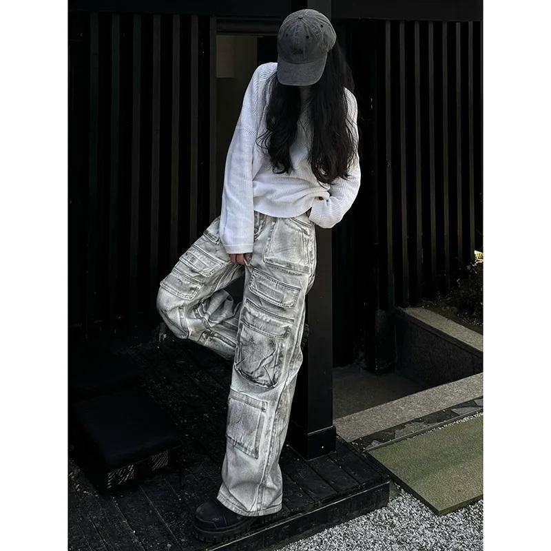 カーゴ デニム パンツ ポケット ブリーチ ウォッシュ 韓国 レディース ファッション ストリート系 Y2K グランジ ダンス 衣装 K-POP オーバーダイ 8J-110 カーゴ デニム パンツ ポケット ブリーチ ウォッシュ 韓国 レディース ファッション ストリート系 Y2K グランジ ダンス 衣装 K-POP オーバーダイ 8J-110