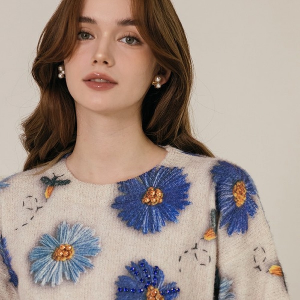 (マックス・カルティッジョ) ガーデニングキュービックプリントニット (マックス・カルティッジョ) ガーデニングキュービックプリントニット