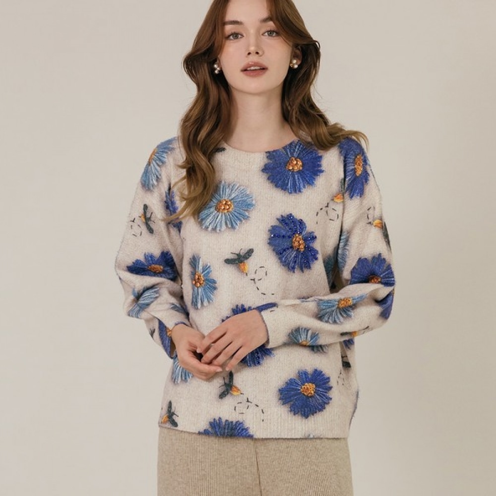 (マックス・カルティッジョ) ガーデニングキュービックプリントニット (マックス・カルティッジョ) ガーデニングキュービックプリントニット