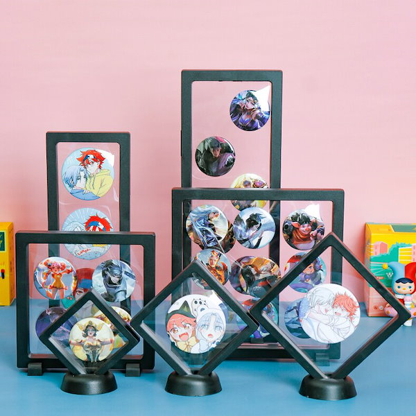 Qoo10] 缶バッジ 展示 収納 ラバーストラップ