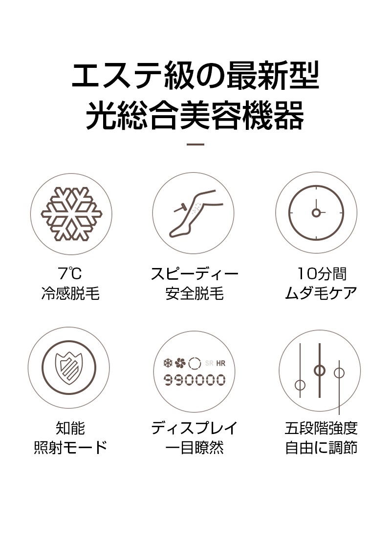脱毛器 IPL光脱毛器 冷感 99万回フラッシュ 家庭用 光エステ 男女兼用 美肌機能 冷却クーリング 全身ムダ毛処理