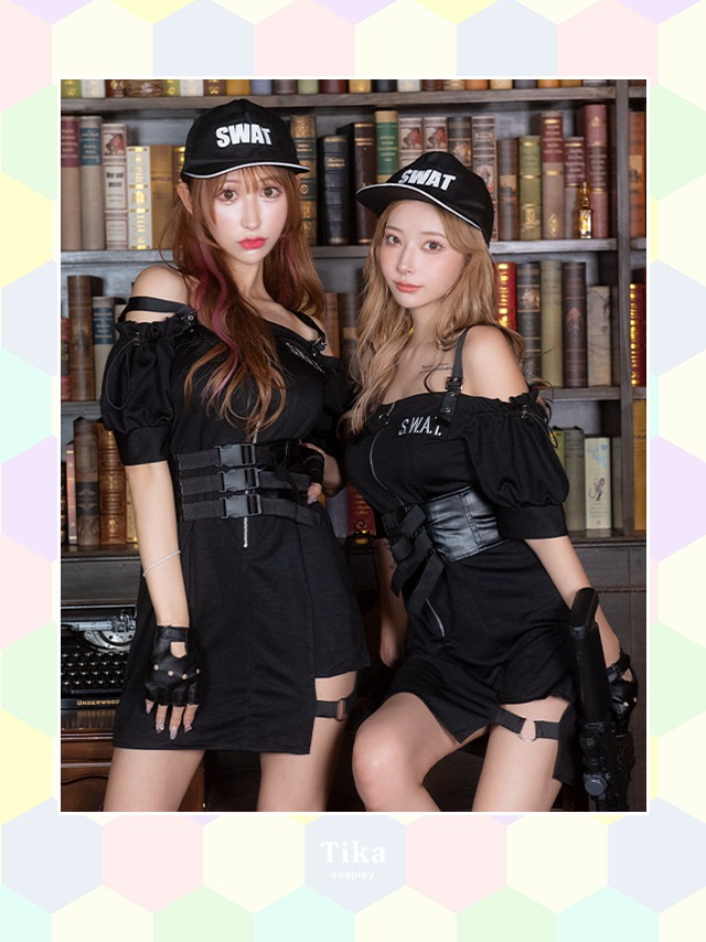 ハロウィンコスプレ ポリス スワット 制服 セット ミニ ワンピース セクシー 帽子 仮装 コス 兵士 軍人 軍隊 兵隊 エロ キャバ 大人 レディース コスチューム 警官 警察 衣装 ミニワンピース