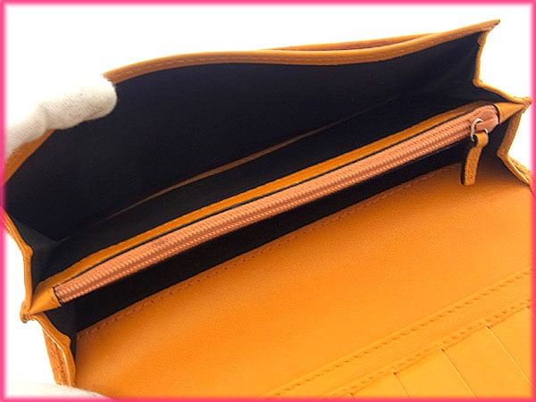 長財布 ファスナー 二つ折り グッチシマ ダブルGプレート付き オレンジ ブラックシルバー 中古 長財布 ファスナー 二つ折り グッチシマ ダブルGプレート付き オレンジ ブラックシルバー 中古