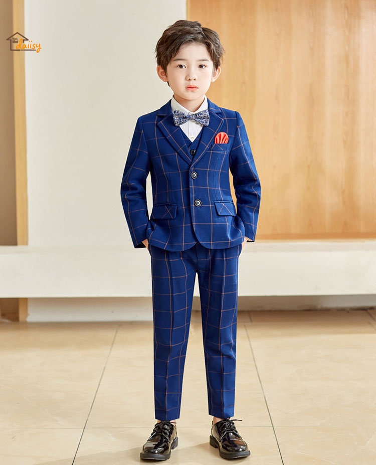 子供服 スーツ 男の子 5点セット(ジャケット+ベスト+ズボン+リボン+コサージュ) タキシード キッズ制服 ジュニア おしゃれ 長袖 チェック柄 フォーマル スーツ イギリス風 卒業式/入学式/発表 子供服 スーツ 男の子 5点セット(ジャケット+ベスト+ズボン+リボン+コサージュ) タキシード キッズ制服 ジュニア おしゃれ 長袖 チェック柄 フォーマル スーツ イギリス風 卒業式/入学式/発表