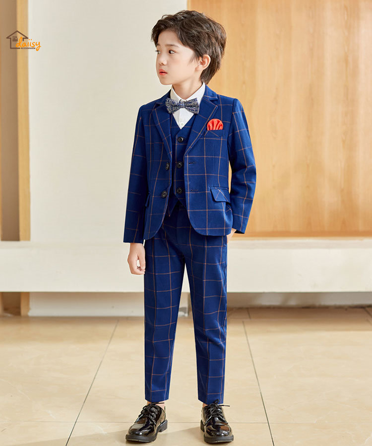 子供服 スーツ 男の子 5点セット(ジャケット+ベスト+ズボン+リボン+コサージュ) タキシード キッズ制服 ジュニア おしゃれ 長袖 チェック柄 フォーマル スーツ イギリス風 卒業式/入学式/発表 子供服 スーツ 男の子 5点セット(ジャケット+ベスト+ズボン+リボン+コサージュ) タキシード キッズ制服 ジュニア おしゃれ 長袖 チェック柄 フォーマル スーツ イギリス風 卒業式/入学式/発表