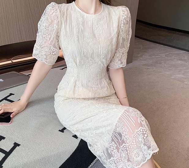 レディース ドレス ワンピース パーティー 膝下 ミモレ 半袖 パフスリーブ ラウンドネック Aライン レース ウエストマーク ファスナー バックスリット 可愛い きれいめ 大人可愛い 上品 おしゃれ レディース ドレス ワンピース パーティー 膝下 ミモレ 半袖 パフスリーブ ラウンドネック Aライン レース ウエストマーク ファスナー バックスリット 可愛い きれいめ 大人可愛い 上品 おしゃれ