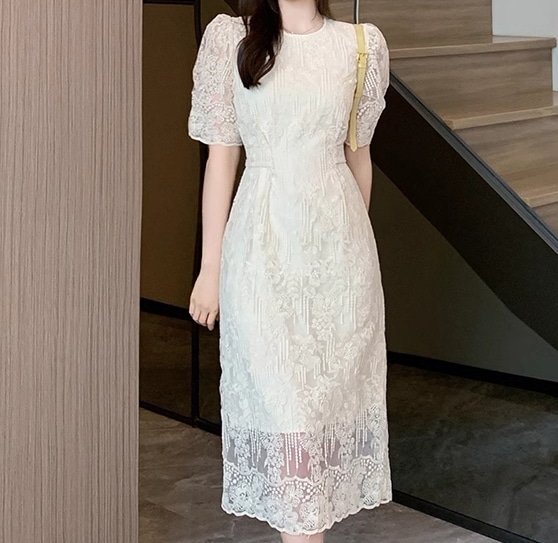 レディース ドレス ワンピース パーティー 膝下 ミモレ 半袖 パフスリーブ ラウンドネック Aライン レース ウエストマーク ファスナー バックスリット 可愛い きれいめ 大人可愛い 上品 おしゃれ レディース ドレス ワンピース パーティー 膝下 ミモレ 半袖 パフスリーブ ラウンドネック Aライン レース ウエストマーク ファスナー バックスリット 可愛い きれいめ 大人可愛い 上品 おしゃれ