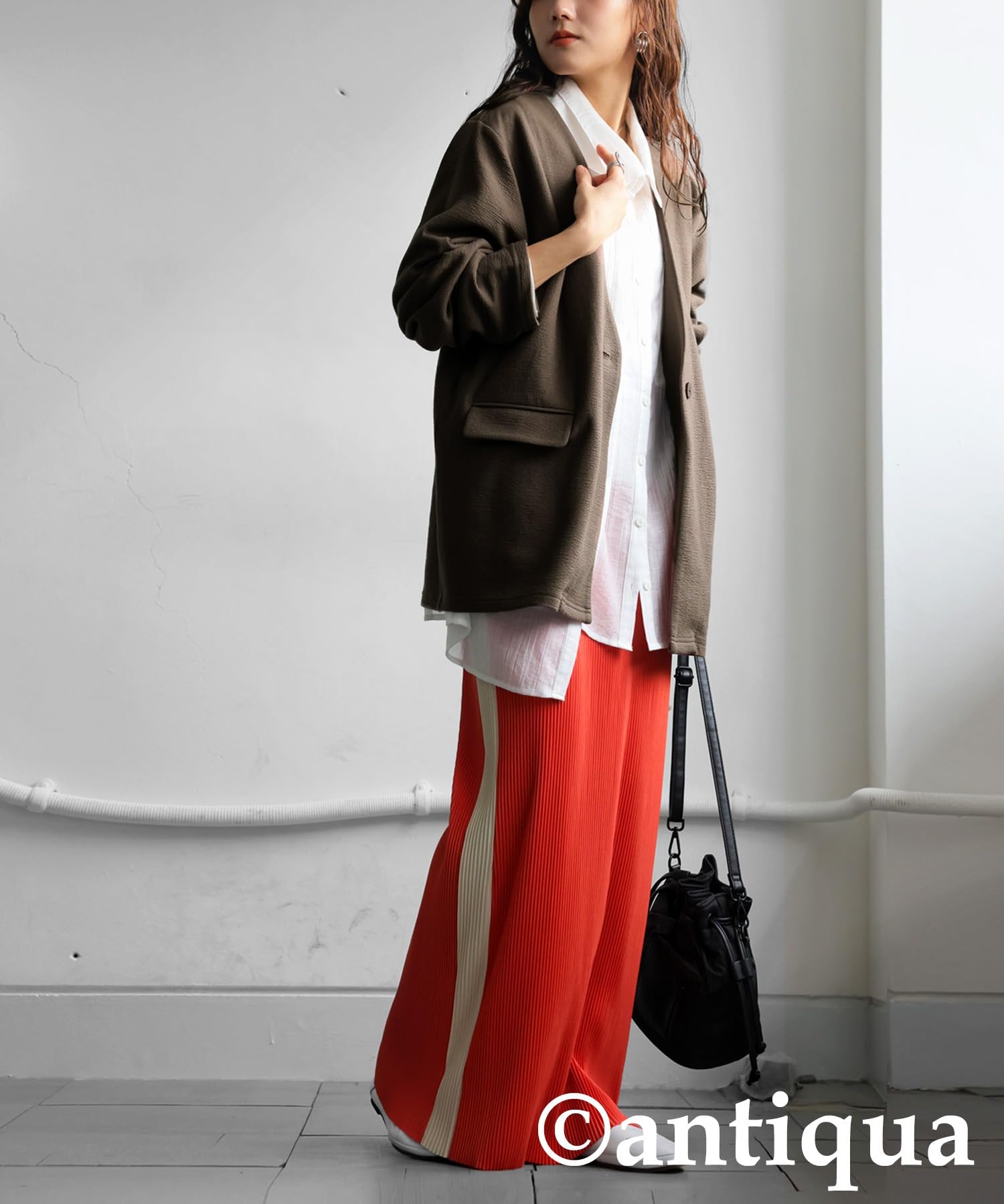 [antiqua] アンティカ ノーカラー ジャケット レディース アウター PN-00546 Onesize 10 トープ