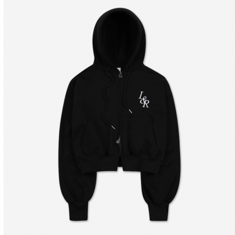 LOSSYROW ロッシー ビッグロゴ クロップ フード ジップアップ ブラック
