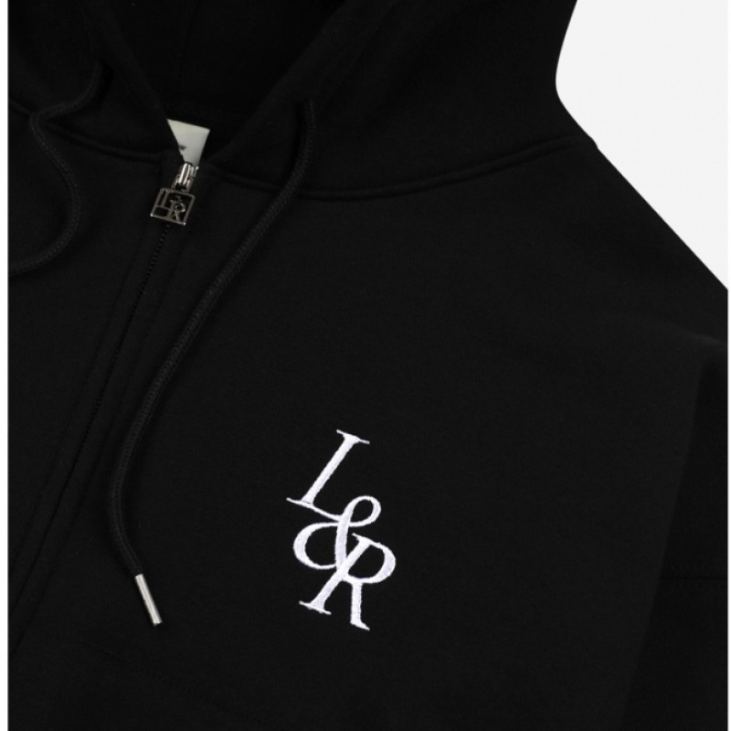 LOSSYROW ロッシー ビッグロゴ クロップ フード ジップアップ ブラック