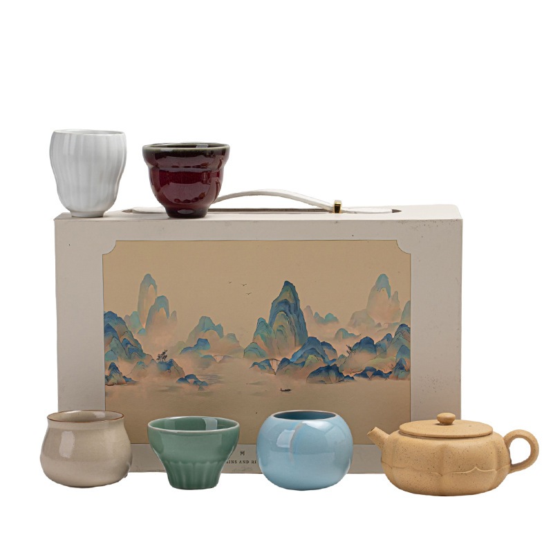 家の使用のための5つの有名なkiティーセットライトラグジュアリーカンフーティーセット r n1001- 5つの有名なキルンティーセット