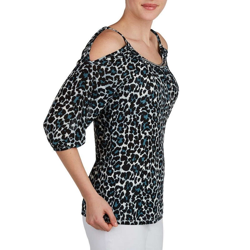 ピーター ナイガード レディース トップス ブラウス・シャツ【Peter Nygard Animal Print Cold Shoulder Top】Black Multi ピーター ナイガード レディース トップス ブラウス・シャツ【Peter Nygard Animal Print Cold Shoulder Top】Black Multi