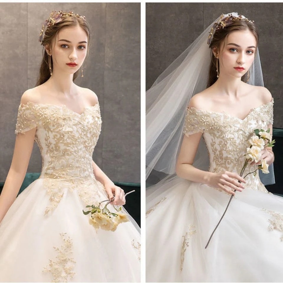 メインウェディングドレス2025トレーリング気質フロアレングショルダー太い腕をカバー小さな花嫁星空薄くて軽く見えます メインウェディングドレス2025トレーリング気質フロアレングショルダー太い腕をカバー小さな花嫁星空薄くて軽く見えます