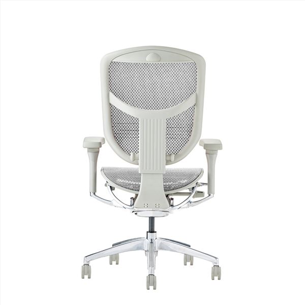 オフィスチェア デスクチェア [ロータイプ グレーフレームxホワイト] 肘付き リクライニング エルゴヒューマン エンジョイ2