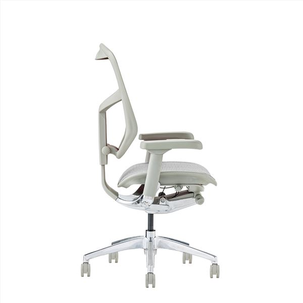 オフィスチェア デスクチェア [ロータイプ グレーフレームxホワイト] 肘付き リクライニング エルゴヒューマン エンジョイ2