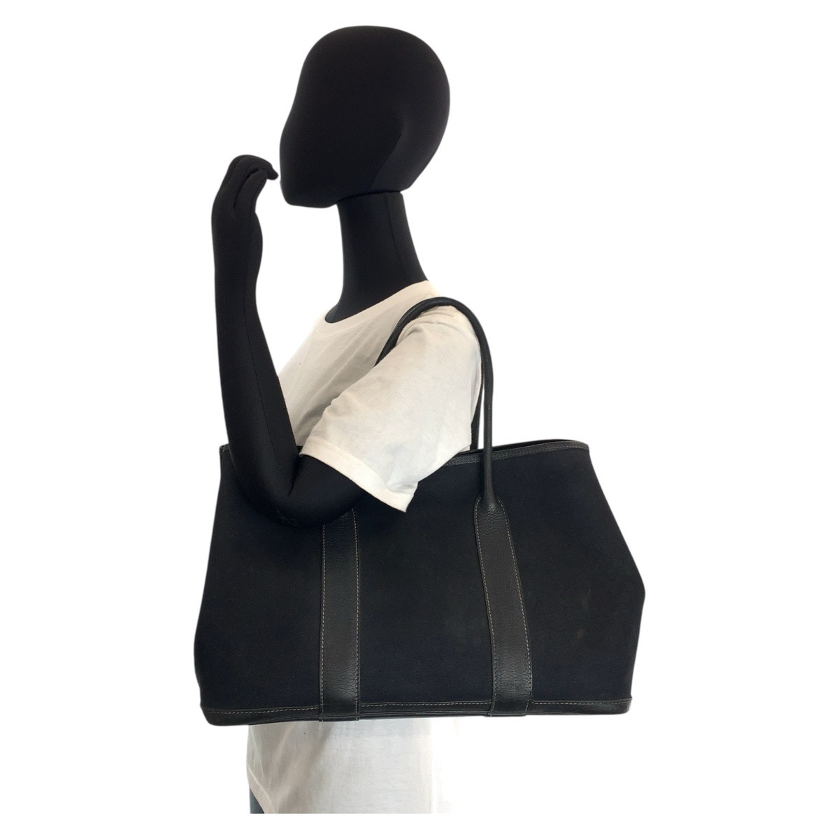 ガーデンパーティPM ブラック 黒 シルバー金具 キャンバス/レザー トートバッグ ショルダーバッグ レディース 500648