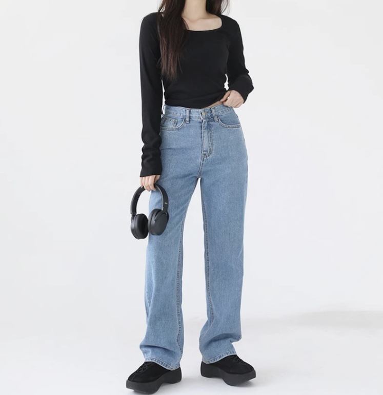 ルーズワイドレッグパンツ ゆったりデニム レディース パンツ ボトムス デニム ロングパンツ ワイドパンツ ミモレ ロング ワイド ストレート Iライン 裾ワイド ファスナー ポケット ハイウエスト