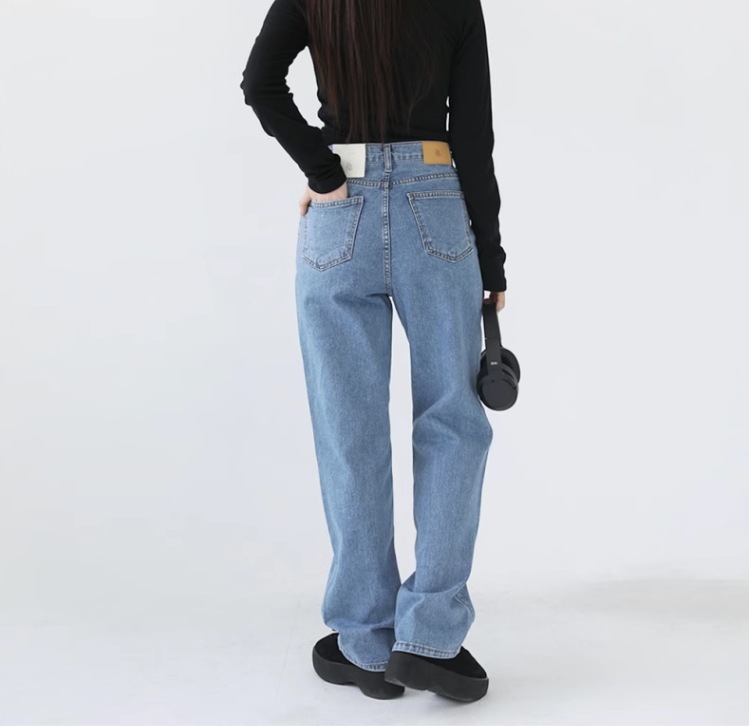 ルーズワイドレッグパンツ ゆったりデニム レディース パンツ ボトムス デニム ロングパンツ ワイドパンツ ミモレ ロング ワイド ストレート Iライン 裾ワイド ファスナー ポケット ハイウエスト