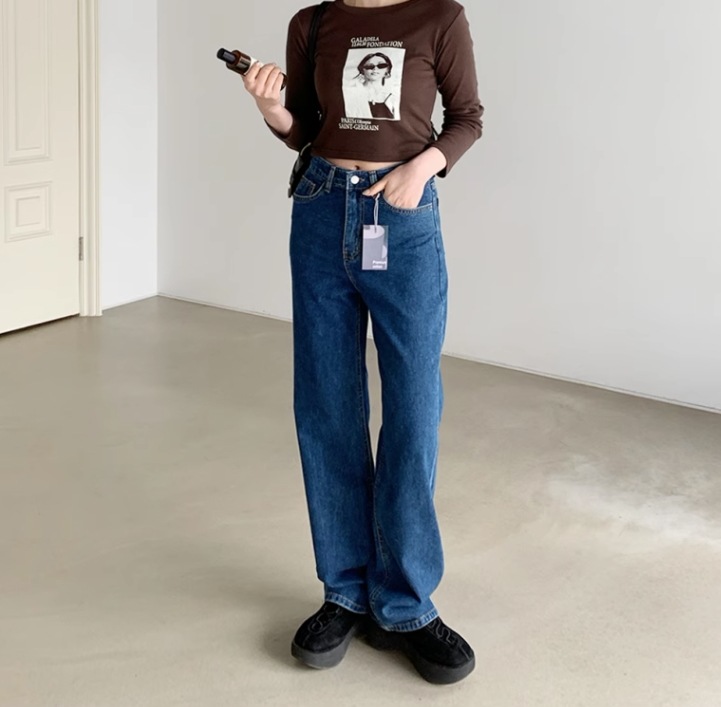 ルーズワイドレッグパンツ ゆったりデニム レディース パンツ ボトムス デニム ロングパンツ ワイドパンツ ミモレ ロング ワイド ストレート Iライン 裾ワイド ファスナー ポケット ハイウエスト