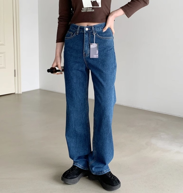 ルーズワイドレッグパンツ ゆったりデニム レディース パンツ ボトムス デニム ロングパンツ ワイドパンツ ミモレ ロング ワイド ストレート Iライン 裾ワイド ファスナー ポケット ハイウエスト