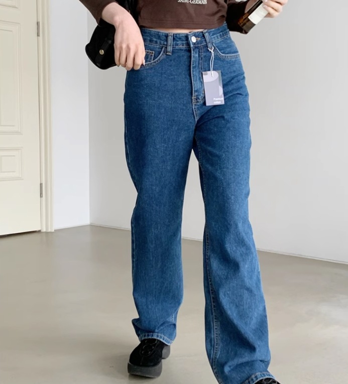 ルーズワイドレッグパンツ ゆったりデニム レディース パンツ ボトムス デニム ロングパンツ ワイドパンツ ミモレ ロング ワイド ストレート Iライン 裾ワイド ファスナー ポケット ハイウエスト