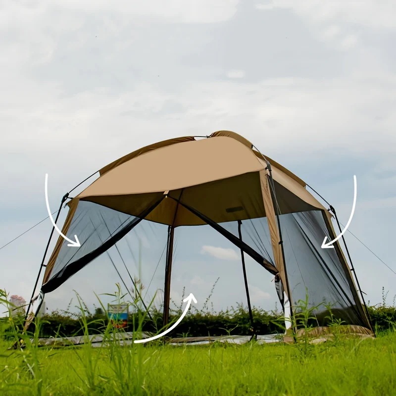 大型メッシュスクリーンキャンプテントビーチやハイキング用の屋外シェルター広々とした家族旅行用ポータブルテントUV保護機能付き複数人用山岳キャンプ用蚊よけシェルター簡単セットアップ【MPOD