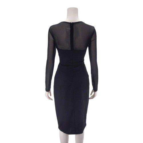 キャバドレス ナイトドレス ミディアムドレス ワンピース 長袖 デコルテ メッシュ 肌見せ レース シアー レディース グラシア