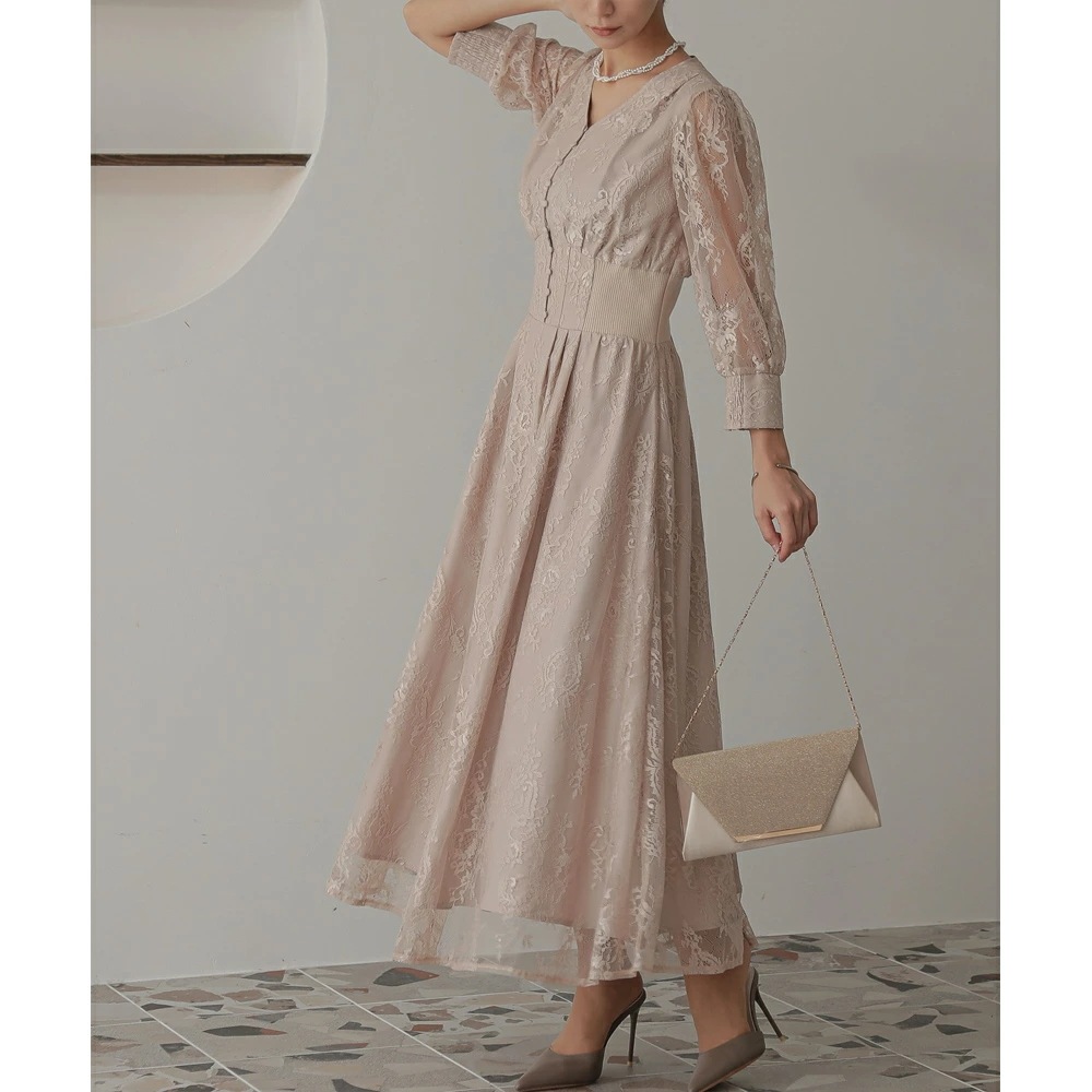 パーティードレス ワンピース 結婚式 フォーマルドレス ワンピースドレス リブウエストレースロングドレス お呼ばれドレス レース 袖付き 体型カバー 20代 30代 オケージョン 二次会 披露宴 成人 パーティードレス ワンピース 結婚式 フォーマルドレス ワンピースドレス リブウエストレースロングドレス お呼ばれドレス レース 袖付き 体型カバー 20代 30代 オケージョン 二次会 披露宴 成人