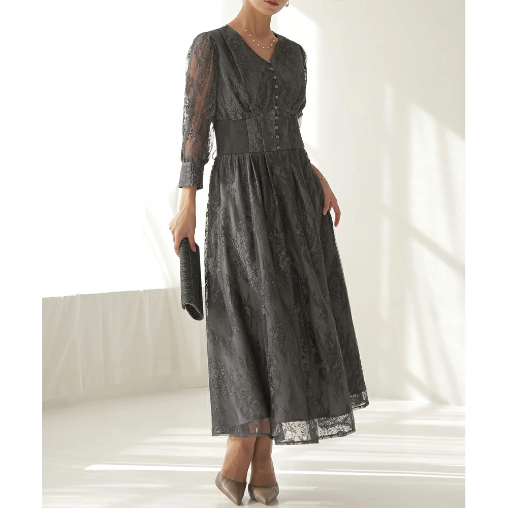 パーティードレス ワンピース 結婚式 フォーマルドレス ワンピースドレス リブウエストレースロングドレス お呼ばれドレス レース 袖付き 体型カバー 20代 30代 オケージョン 二次会 披露宴 成人 パーティードレス ワンピース 結婚式 フォーマルドレス ワンピースドレス リブウエストレースロングドレス お呼ばれドレス レース 袖付き 体型カバー 20代 30代 オケージョン 二次会 披露宴 成人