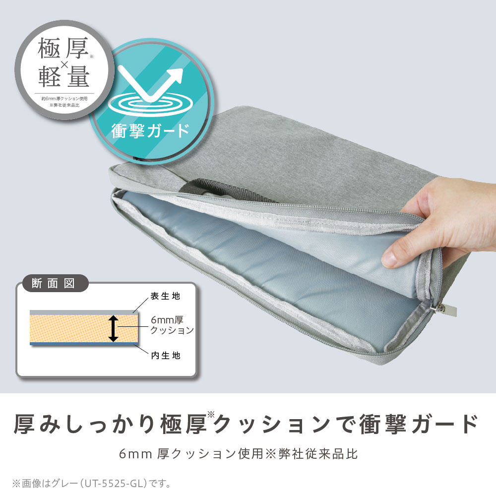 （まとめ買い）ユートリム ノートPC軽量ケース 極厚クッション付 15.6インチ グレー UT-5528-GL [x3]