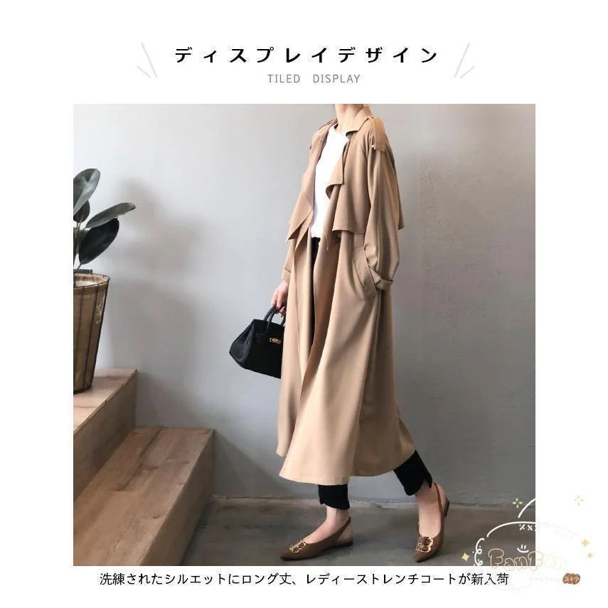 スプリングコート レディース 春 ロングコート ラグラン袖 レトロ トレンチコート 通勤 アウター 秋 コート 体型カバー おしゃれ 春コート