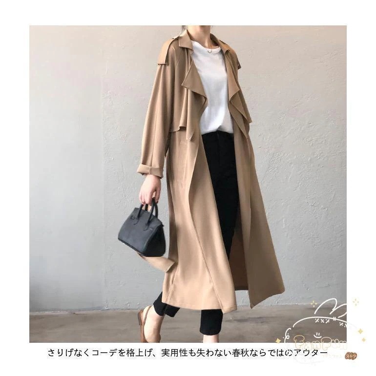 スプリングコート レディース 春 ロングコート ラグラン袖 レトロ トレンチコート 通勤 アウター 秋 コート 体型カバー おしゃれ 春コート