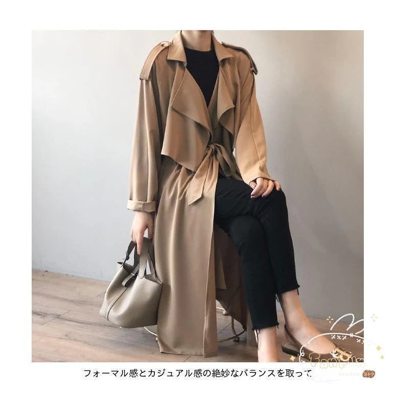 スプリングコート レディース 春 ロングコート ラグラン袖 レトロ トレンチコート 通勤 アウター 秋 コート 体型カバー おしゃれ 春コート